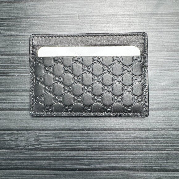 Gucci Handbags - New Gucci Micro Guccissima Black Leather Card Holder